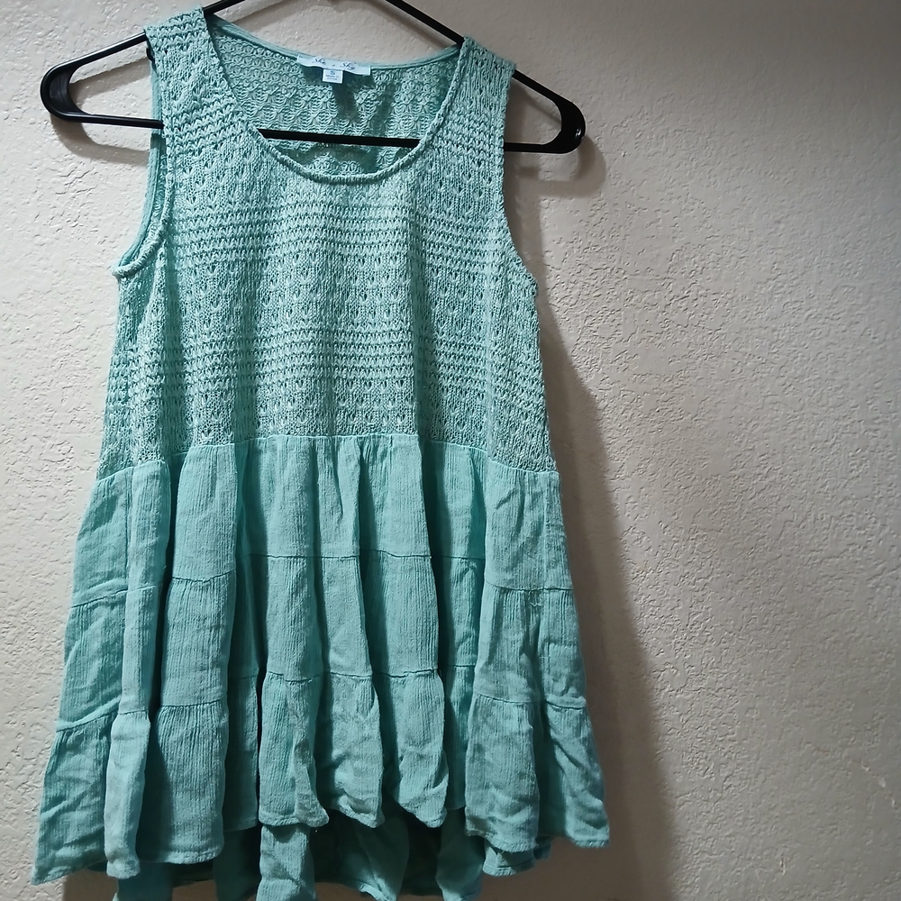 She + Sky Light Blue Textured Knit Top